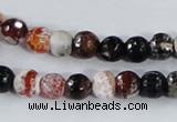 CAA384 15.5 inches 8mm faceted round fire crackle agate beads