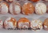 CAA391 15.5 inches 14mm faceted round fire crackle agate beads