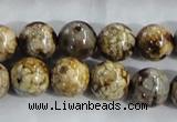 CAA396 15.5 inches 14mm round fire crackle agate beads wholesale