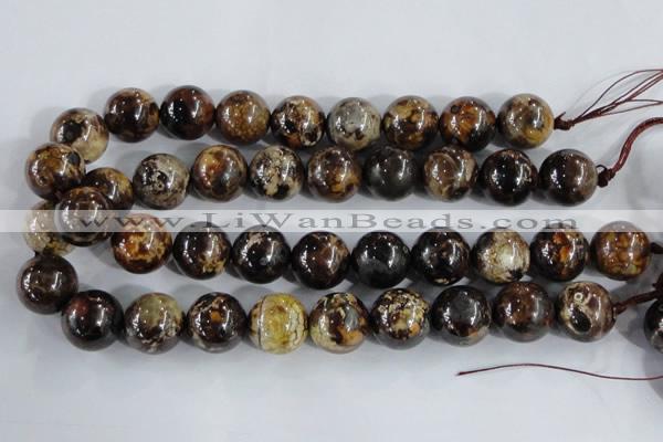 CAA397 15.5 inches 16mm round fire crackle agate beads wholesale