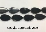 CAA4071 15.5 inches 30*50mm flat teardrop black agate gemstone beads