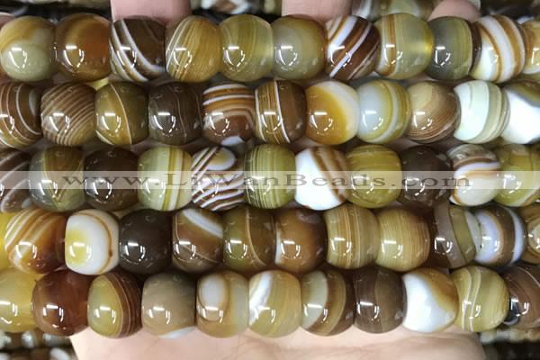 CAA4148 15.5 inches 10*13mm rondelle line agate beads wholesale