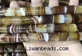 CAA4182 15.5 inches 12*13mm tube line agate beads wholesale