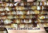 CAA4196 15.5 inches 9*14mm carved drum line agate gemstone beads