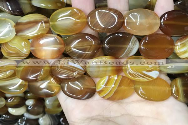 CAA4215 15.5 inches 18*25mm oval line agate beads wholesale