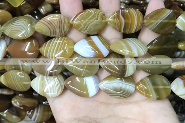 CAA4221 15.5 inches 18*25mm flat teardrop line agate beads wholesale