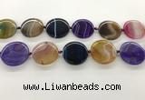 CAA4300 15.5 inches 30mm flat round line agate beads wholesale