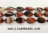 CAA4301 15.5 inches 25*30mm twisted oval line agate beads