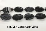 CAA4304 15.5 inches 30*40mm twisted oval line agate beads