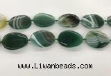 CAA4307 15.5 inches 30*40mm twisted oval line agate beads