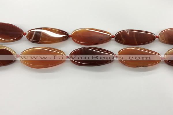 CAA4311 15.5 inches 25*50mm twisted oval line agate beads