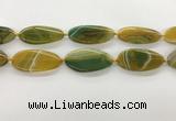 CAA4313 15.5 inches 25*50mm twisted oval line agate beads