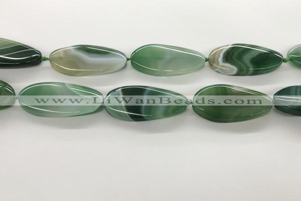 CAA4314 15.5 inches 25*50mm twisted oval line agate beads