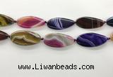 CAA4315 15.5 inches 25*50mm twisted oval line agate beads