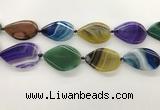 CAA4323 15.5 inches 30*40mm twisted oval line agate beads