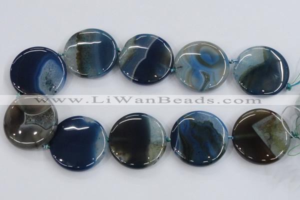 CAA433 15.5 inches 40mm flat round agate druzy geode beads