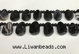 CAA4369 Top drilled 20*30mm freeform black banded agate beads