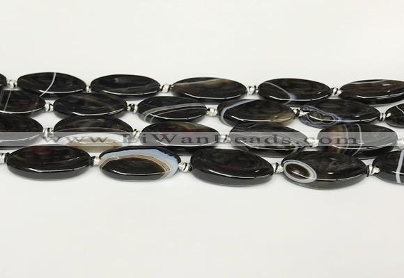 CAA4399 15.5 inches 16*30mm rectangle black banded agate beads