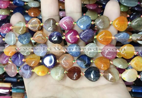 CAA4453 15.5 inches 12*12mm flat teardrop dragon veins agate beads