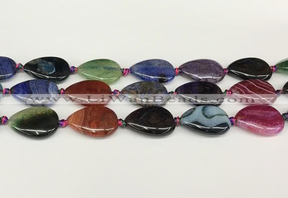 CAA4517 15.5 inches 18*25mm flat teardrop dragon veins agate beads