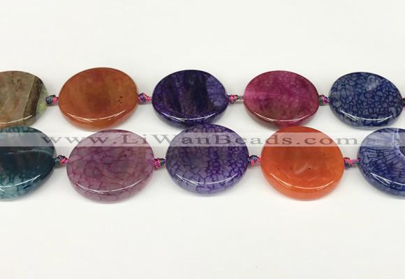 CAA4529 15.5 inches 30mm flat round dragon veins agate beads