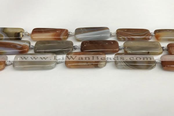 CAA4552 15.5 inches 15*30mm rectangle banded agate beads wholesale