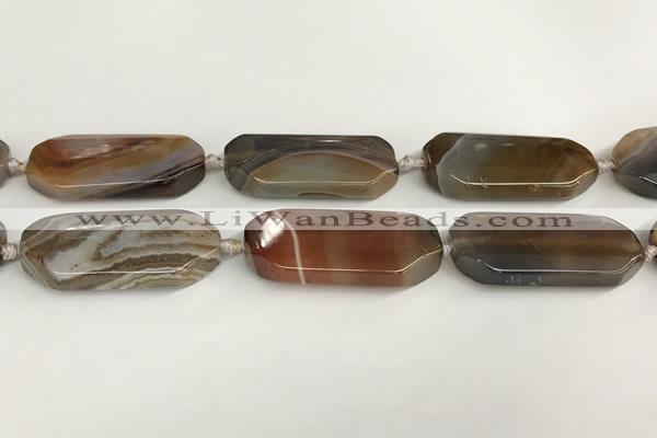 CAA4553 15.5 inches 22*42mm octagonal banded agate beads wholesale