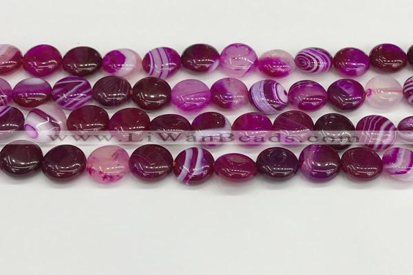 CAA4590 15.5 inches 12mm flat round banded agate beads wholesale