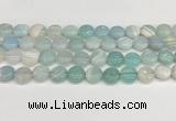 CAA4592 15.5 inches 12mm flat round banded agate beads wholesale