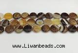 CAA4596 15.5 inches 14mm flat round banded agate beads wholesale