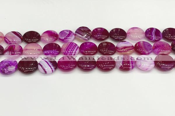 CAA4598 15.5 inches 14mm flat round banded agate beads wholesale