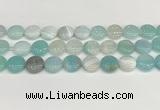 CAA4600 15.5 inches 14mm flat round banded agate beads wholesale