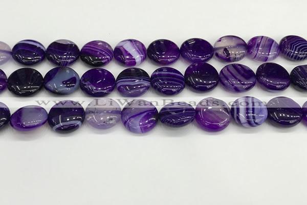 CAA4605 15.5 inches 16mm flat round banded agate beads wholesale