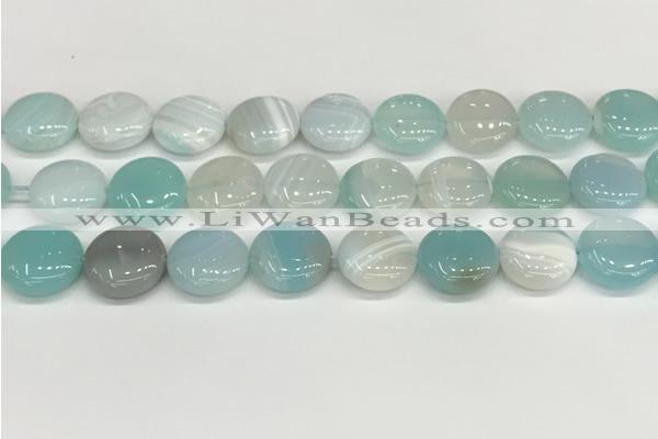 CAA4608 15.5 inches 16mm flat round banded agate beads wholesale