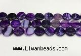 CAA4613 15.5 inches 18mm flat round banded agate beads wholesale