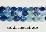 CAA4617 15.5 inches 18mm flat round banded agate beads wholesale