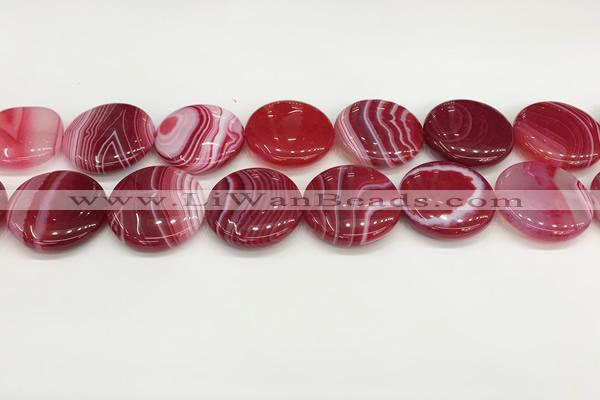 CAA4631 15.5 inches 25mm flat round banded agate beads wholesale