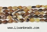 CAA4686 15.5 inches 10*14mm flat teardrop banded agate beads wholesale