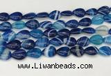 CAA4691 15.5 inches 10*14mm flat teardrop banded agate beads wholesale