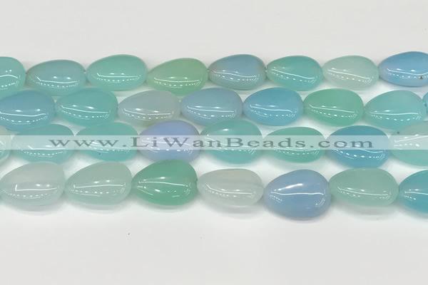 CAA4714 15.5 inches 15*20mm flat teardrop banded agate beads wholesale