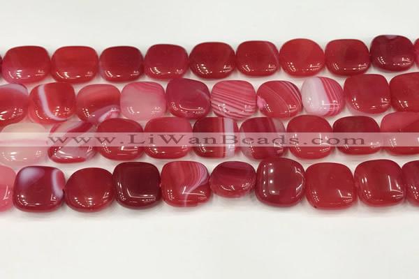 CAA4744 15.5 inches 14*14mm square banded agate beads wholesale