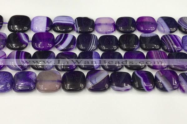 CAA4750 15.5 inches 16*16mm square banded agate beads wholesale