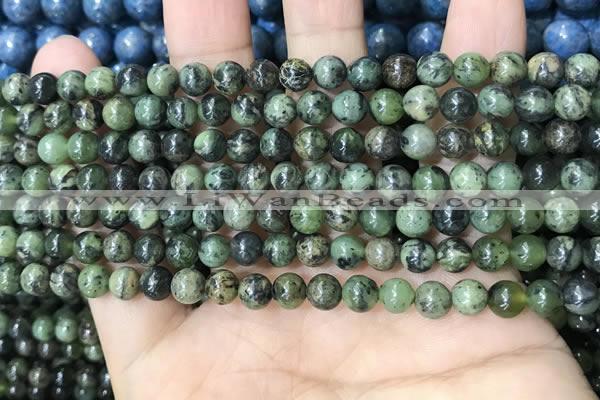 CAA4964 15.5 inches 4mm round green dendritic agate beads