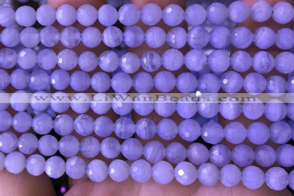 CAA5006 15.5 inches 6mm faceted round blue lace agate beads