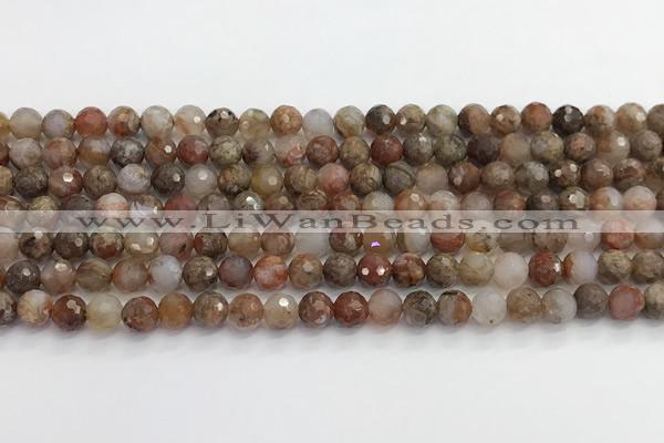 CAA5010 15.5 inches 6mm faceted round flower agate beads