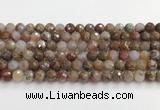 CAA5011 15.5 inches 8mm faceted round flower agate beads