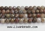 CAA5013 15.5 inches 12mm faceted round flower agate beads