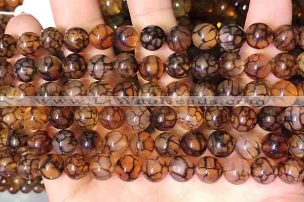 CAA5056 15.5 inches 8mm round dragon veins agate beads wholesale