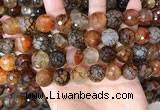 CAA5066 15.5 inches 14mm faceted round dragon veins agate beads