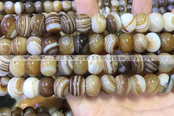 CAA5106 15.5 inches 10*14mm rondelle striped agate beads